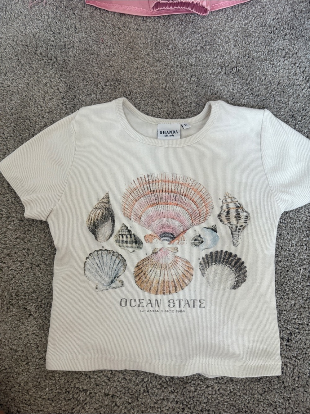 Ghanda Cream Seashell Graphic Tee for Kids